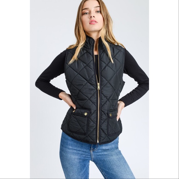 Hannah Beury Jackets & Blazers - LAST ONE! Quilted Padded Vest With Pockets-BLACK